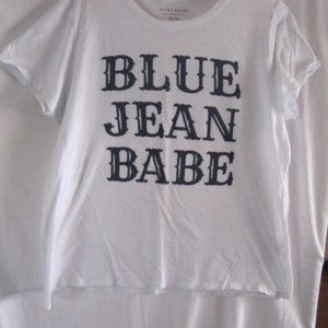 White T shirt " Lucky brand XL - " Blue Jean Babe "